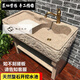 AIBODUO natural marble pool outdoor stone laundry pool stone wash basin outdoor laundry table integrated courtyard sink washboard pool + mop pool + cabinet door B length 100cm + length 4