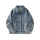 Jewish women's clothing 2025 spring new style, women's small slim and versatile lapel denim jacket N8 dark blue 8530 M 160/84A