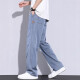 GLM ice silk jeans men's summer thin loose straight American high street trendy brand wide-leg casual long trousers 1048 gray M