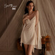 
Gui Ruo (Gui Ruo) deep V gathering and breast pad sexy pajamas perspective mesh sweet velvet nightgown women's outer robe suit 5031 3879 taro purple (outer robe + belt) single size