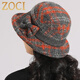 ZOCI middle-aged and elderly hats for women in autumn and winter mother's woolen hat thickened granny cloth basin hat spring and autumn casual fisherman hat woolen lining with velvet - gray adjustable 54-58cm
