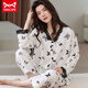 Catman MIIOW pure cotton pajamas for women in spring and autumn long-sleeved cardigan for middle-aged and youth women's casual suit cotton home clothing SH14701 pure cotton M (80-100Jin[Jin equals 0.5 kg])
