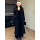 Hao'e early autumn black dress Hepburn style v-neck knitted skirt advanced 2025 with coat inner bottoming hip-covering long skirt V-neck knitted dress black L