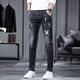 Spechte Specker Ripped Jeans Herren Sommer 2025 Neue Freizeithosen Schlanker kleiner Fuß Trendy Brand Vielseitige High-End-Stretchhose 9848 Grau Geben Sie 9848 Black 28