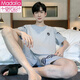 Pajamas modal Les shorts minces en coton pur d'été pour hommes peuvent être portés à l'extérieur pour le jeu de vêtements pour la maison cool de taille plus décontractée 9922 # xl [suggéré 120-140jin [Jin est égal à 0,5 kg]]]
