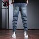 Playboy (Playboy) Workwear Jeans Marca de moda Harem Pants Spring y Autumn Blue Retro Washing Men's Pants Handsome Tendencia negra un peso regular de 3xl 181200Jin [Jin iguala 0.5 kg]