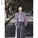 
Keyin casual pants women's 2025 new autumn outfit casual small fragrance jacket wide-leg pants three-piece suit for women's jacket + top + wide-leg pants M