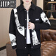 JEEP SPIRIT夹克男士春秋季新款潮牌撞色拼接休闲外套设计感翻领百搭男款上衣 9901黑色 M (约85~105斤可穿)