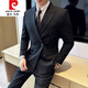 Pierre Cardin British Style Double Breasted Suit Men's Suit Business Casual Formal Groom Wedding Dress Suit Two-piece Black W02 Jacket + Black Trousers 2-piece Pack 2XL 150Jin Jin is equal to 0.5 kg within