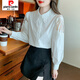 
Piercadian embroidered cotton shirt for women 2025 autumn new fashion embroidered white shirt loose versatile long-sleeved top CY9227 Black 2XL [Suggested 131-145Jin [Jin equals 0.5 kg]]