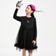 Annil children's clothing girls' long-sleeved dress 2025 spring new style black 150