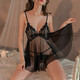 Sexy pajamas for women, lace temptation suspender nightgown, tulle see-through outfit, no need to take off pajamas, thong, extreme hanging chain boyfriend style shirt