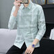 Men's long-sleeved shirt 2025 summer trend plaid casual shirt jacket men's top men's clothing Storm Online 9918 gray 2XL