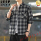 
JEEP SPIRIT American retro plaid long-sleeved shirt for men and women spring and autumn 2025 new loose Korean work shirt jacket trend K12108 white XL