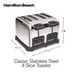 Hamilton Beach 4-slice stainless steel toaster, wide slot design, bagel defrosting function, single slice even toasting, automatic lifting of buns, home breakfast toaster