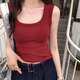 Modal burgundy U-shaped beautiful back with chest pad vest for women in summer, sleeveless T-shirt, outside, hot girl short top