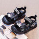 Hongxing Tong Brand Código roto Sandalias Kulomi para niñas 2025 Nuevo primavera y verano Soft Sole No Slip Girl Princess Soft Sole Sodekers NB655 Black Size 26