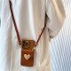 KPAY is suitable for Apple 16 promax mobile phone case lanyard iPhone 16 mobile phone case strap crossbody 16 mobile phone case simple milk tea love change card bag lens full cover [Apple phone case with love card bag + oblique cross lanyard] iPhone 16 promax