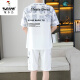 
Woodpecker 2025 summer new short-sleeved T-shirt suit for men teenagers versatile shorts casual running gradient color change men's clothing 6187 blue XL