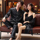 Modal 2025 New Couple Pajamas Ice Silk Spring and Autumn Summer Nightgown Sexy Padded Nightgown Women's and Men's Suit Lady's Black 2XL Male + Female L