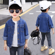 G.Duckkids Kinderkleidung Jungen Hemd Frühling und Herbst-Kinderhemd langärmelte Baumwolle 2023 Neuer mittlerer Kinderplaid-Plaid-Freizeitjacke 1105 Blue 120 (Empfohlene Höhe 110 cm 6-7 Jahre alt) CM