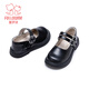富罗迷女童小皮鞋春秋季新款小女孩公主鞋儿童时尚软底单鞋 黑色 34 