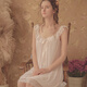 Princess Yu Zhaolin nightgown for women in summer ice silk palace pajamas sweet sexy lace suspender short-sleeved home clothes