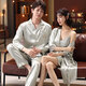 Modal 2025 New Couple Pajamas Ice Silk Spring and Autumn Summer Nightgown Sexy Padded Nightgown Women's and Men's Suit Lady's Black 2XL Male + Female L