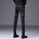 JEEP SPIRIT genuine Jeep high-end jeans men 2025 summer thin slim foot high-end elastic casual pants men 1048 black regular size 32 size waist circumference 2 feet 5 suitable for 130-140Jin [Jin equals 0.5 kg]