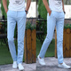 Yushida Summer Thin Korean Men's Pantal's Straight Mid-Waist Business Casual Trendy Slim Fit 9905 Modèle #BLUE 28 [2,1 pieds]