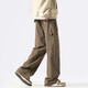 Homlean American jeans men's autumn niche fashion brand street loose casual workwear long pants LB03 coffee color XL
