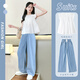 Yoyo one (Yoyo one) Girls Summer Set 2025 New Children's Internet Celebrity Fashionable Children's Fashionable Summer Vest Jeans Two-piece Set 19540 White + 13068 Blue 130 130cm
