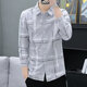 Men's long-sleeved shirt 2025 summer trend plaid casual shirt jacket men's top men's clothing Storm Online 9918 gray 2XL