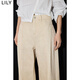Lily2025 Spring New Lycel Cotton Plant teint à haute taille Venue polyvalente Pantalon de pantalon à jambes larges haut de gamme pour les femmes 716 Khaki léger M
