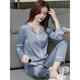 
GPHF Japanese light luxury ice silk casual pajamas women's spring and summer high-end 2025 new summer nightgown home clothes 9901 silver grey [long-sleeved trousers] L