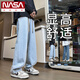 NASA XVVX牛仔裤男款直筒宽松春秋季潮牌休闲长裤子男帅气百搭青少年阔腿裤 838黑灰 L (约110~130斤可穿)