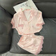 GTYUWVG Summer Summer à manches courtes Pyjamas Femmes Pure et mignonne POLKA DOT INTERNET HAUTE VALUE CÉLÉBRITY 2025 NOUVELLE CENSEMENT HOME SET YX-9214 2XL 130-145JIN [Jin est égal à 0,5 kg]