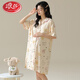 Langsha (Langsha) Pure Cotton Chest Pad Pad Pyjamas für schwangere Sommer-Frauen mit kurzärztem Strickjacken für die Geburt nach der Geburt zum Stillen von Nachthemd für postpartale Mutterschaft 7A-11981 M [Vorschlag 80-100jin [Jin gleich 0,5 kg]]]