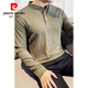 Pierre Cardin new Chinese style stand collar polo shirt men's long sleeve spring and autumn 2025 new solid color versatile slim henley collar t-shirt black M