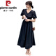 Pierre cardin style slim black dress for women in summer 2025 new Hepburn style small black dress exposed waist Platycodon French long skirt light brown [213-9923] 2XL 141-160Jin [Jin equals 0.5 kg]