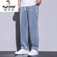 
Woodpecker casual pants for men 2025 new fashion brand straight loose men's pants Tennis wide-leg men's long pants men's summer thin 1048 black 4XL