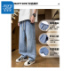Jeanswest Wang Yibo endorses jeans men's summer loose drooping wide-leg pants trendy casual pants men's clothing MYY MYK25-9888 light blue L