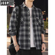 Jeep (Jeep) American Retro Plaid Langarmed Hemd für Männer und Frauen Frühling und Herbst 2025 Neues lose koreanische Arbeitshemd Jacke Trend K12301 Black + K12108 White M