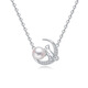 Qianlou 6-7mm Freshwater Pearl Necklace Pendant Female 925 Sterling Silver Cat Moon Clavicle Chain Gift for Girlfriend