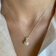 Fat Donglai's same style pearl pendant S925 silver single necklace for women 2025 new light luxury niche high-end lock Pearl white necklace/piece (about 48cm) whole body silver
