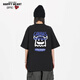T-shirts Charles Peach Heart pour hommes et femmes, petit monstre imprimé en coton pur couple de base de base de base courte, noir m