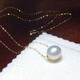 Fat Donglai's same style South Sea gold bead pendant gold pearl passepartout necklace 925 silver plated 18K gold clavicle chain single gold pearl round bead 14mm