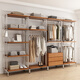 
Nordic iron walk-in clothes rack floor bedroom wardrobe loft metal cloakroom storage rack open wardrobe combination 7170*50*220cm high