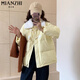 
Cotton thickened horn button cotton jacket for women new Korean style winter cotton jacket bread jacket feather cotton jacket down jacket lamb fur coat black [695 high quality] S 85-105Jin [Jin equals 0.5 kg]
