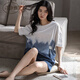 诗静雅（SHIJINGYA） 睡衣女夏季纯棉薄款短袖短裤家居服夏天时尚休闲可外穿套装 CXH 12210女短袖 XL 女(推荐120-140斤)